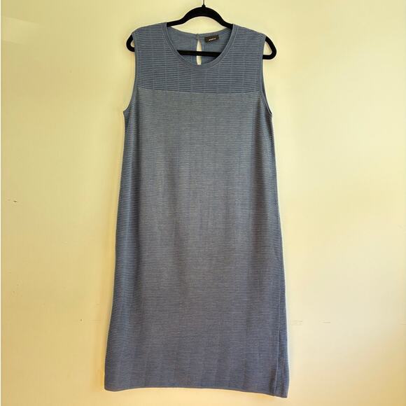 AKRIS Wool and Silk Textured Grid Optics Dress Fully Silk Lined Large Blue - Picture 13 of 13